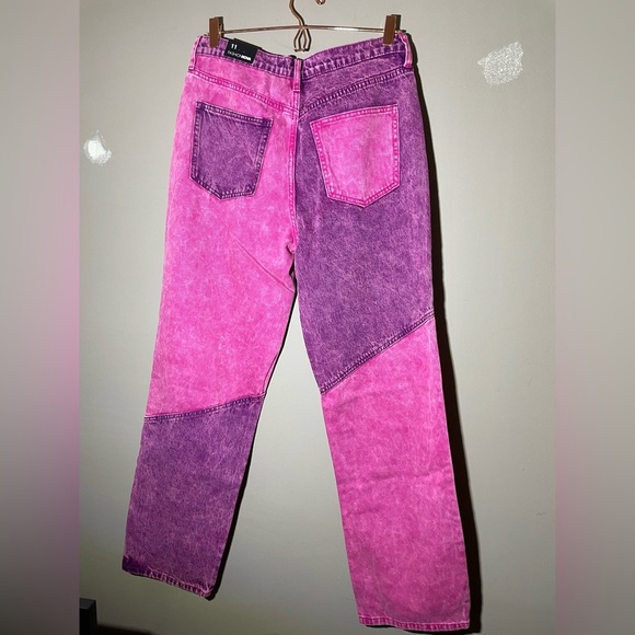 FASHION NOVA Two Heart Colorblock High Rise Straight Leg Jean Size 11 NWT - Picture 7 of 7